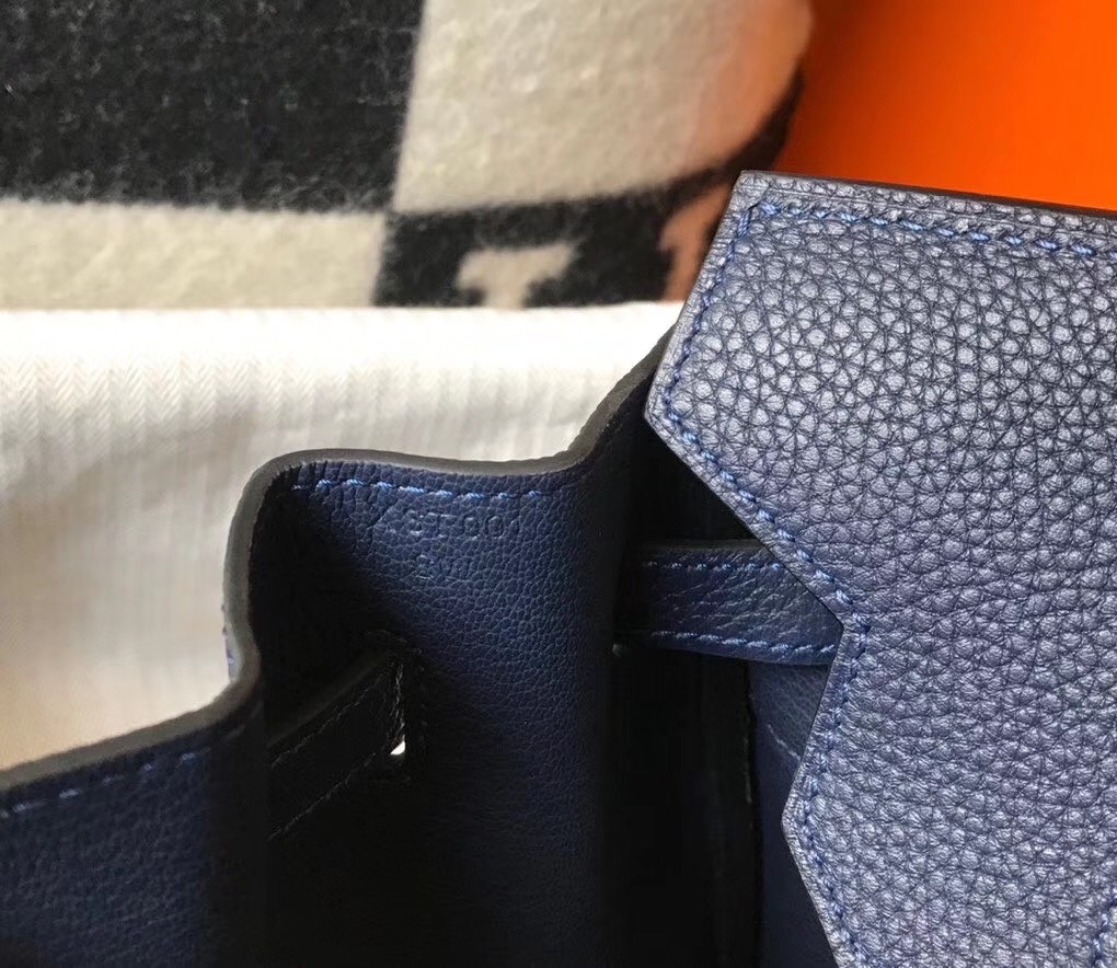 Hermes Navy Blue Clemence Birkin 30cm Bag
