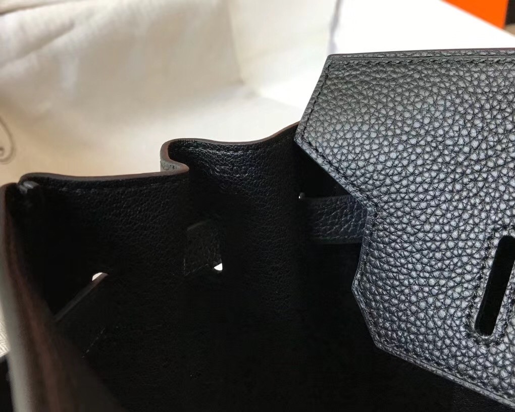 Hermes Noir Clemence Birkin 30cm Bag