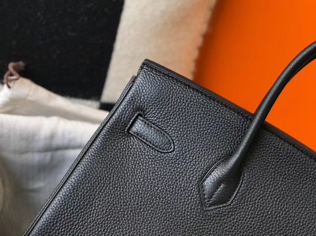 Hermes Noir Clemence Birkin 30cm Bag