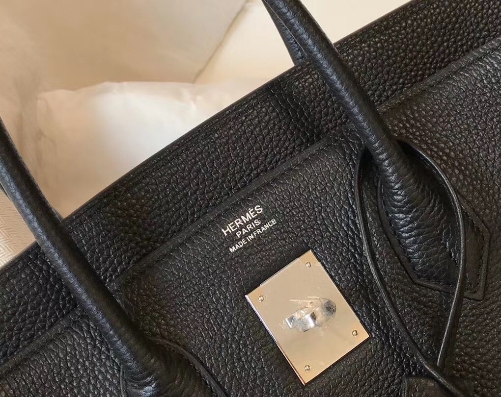 Hermes Noir Clemence Birkin 30cm Bag
