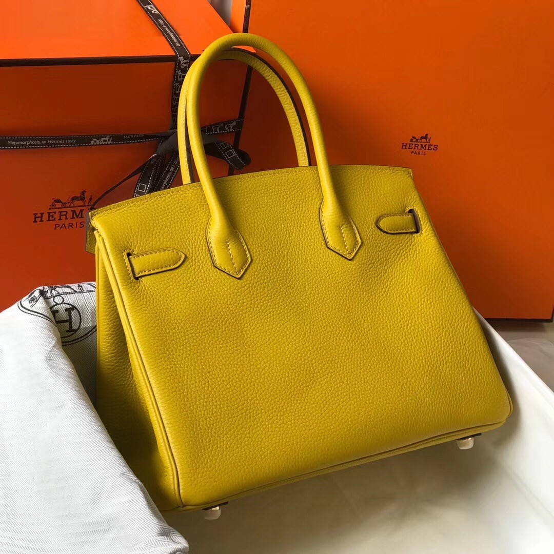 Hermes Yellow Clemence Birkin 30cm Bag