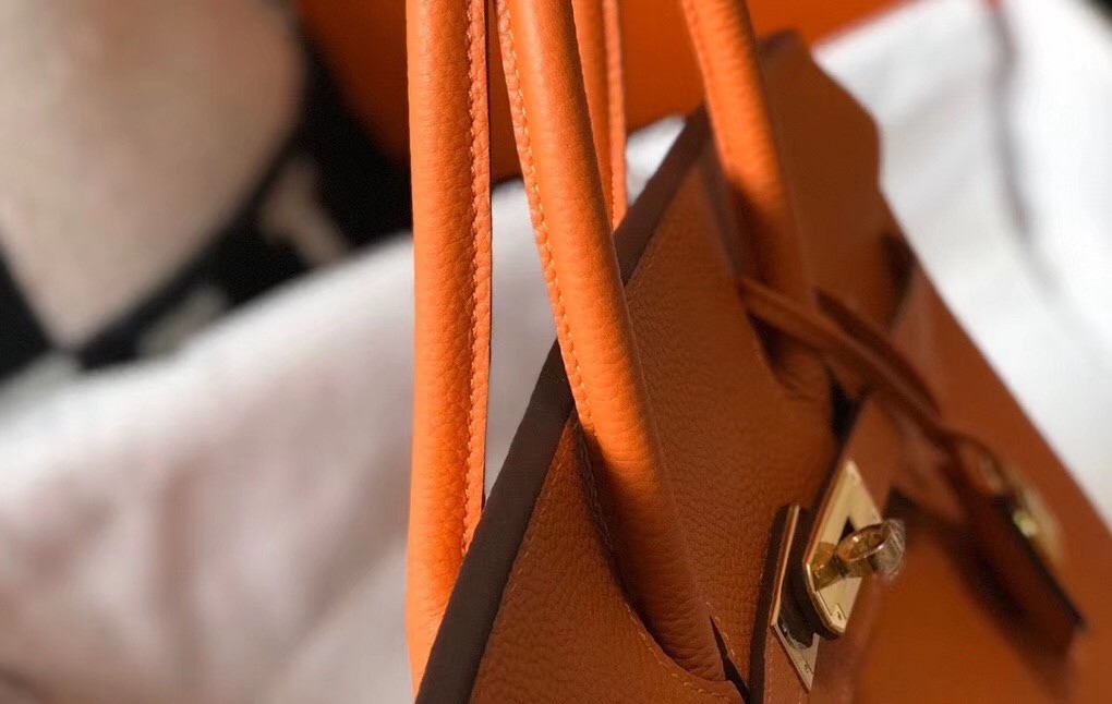 Hermes Orange Clemence Birkin 30cm Bag