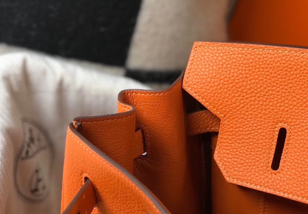 Hermes Orange Clemence Birkin 30cm Bag