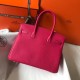 Hermes Rose Red Clemence Birkin 30cm Bag