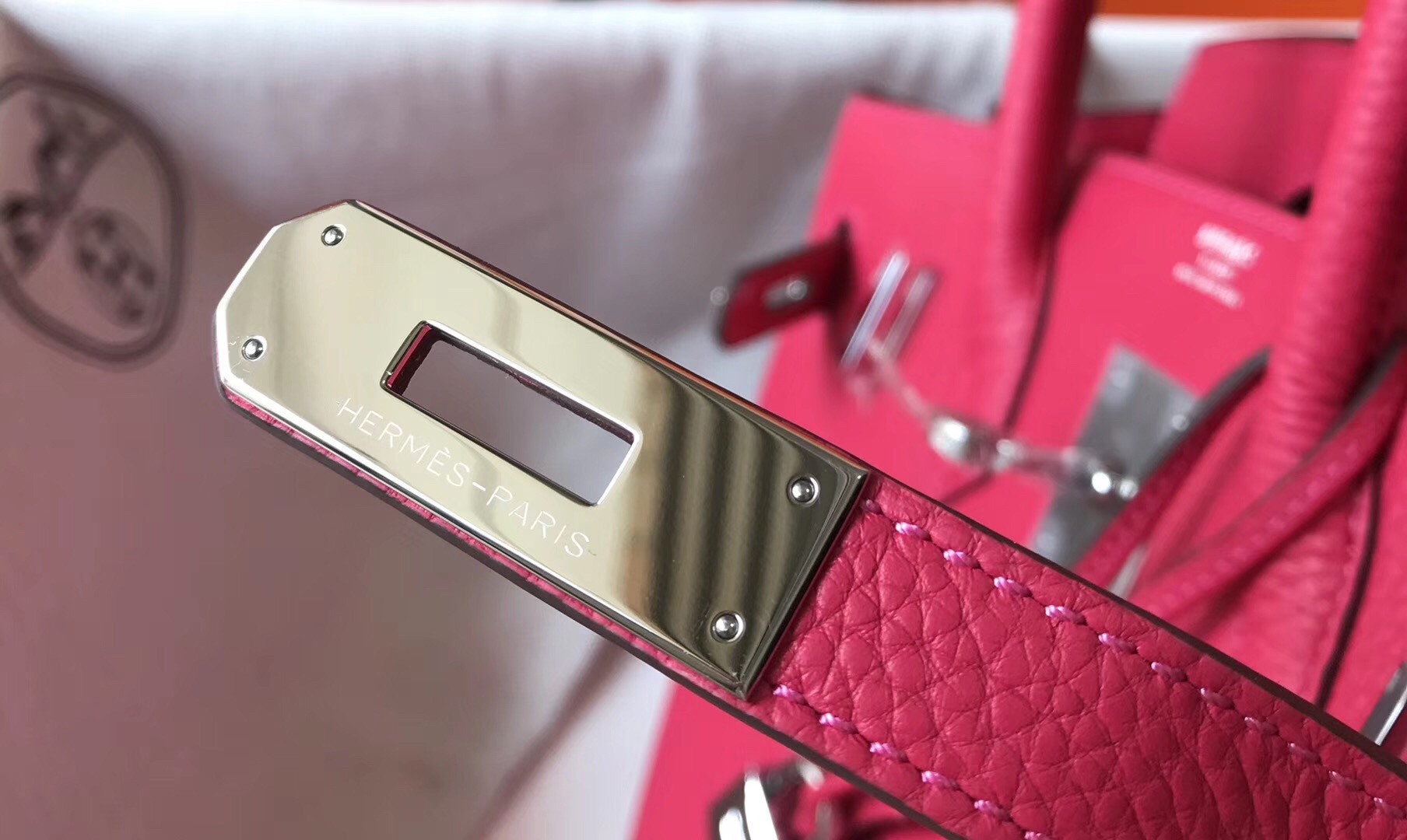Hermes Rose Red Clemence Birkin 30cm Bag