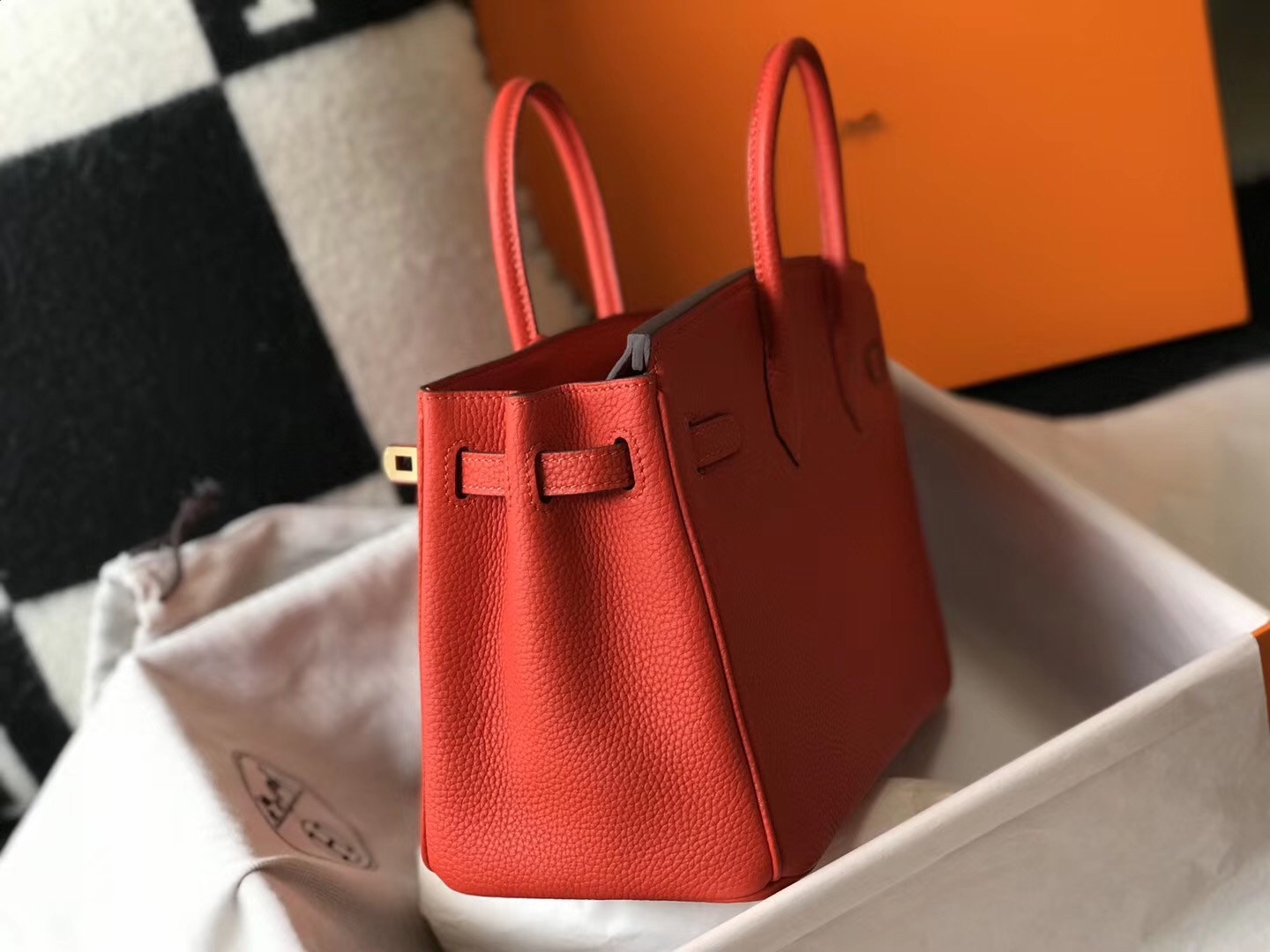 Hermes Red Clemence Birkin 30cm Bag