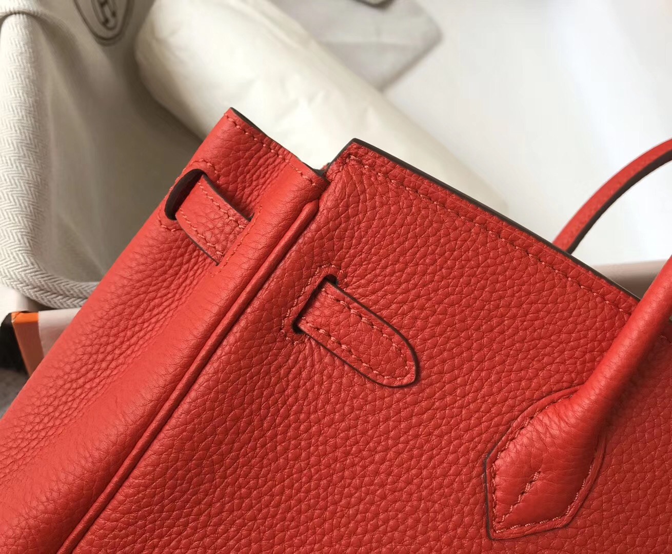 Hermes Red Clemence Birkin 30cm Bag
