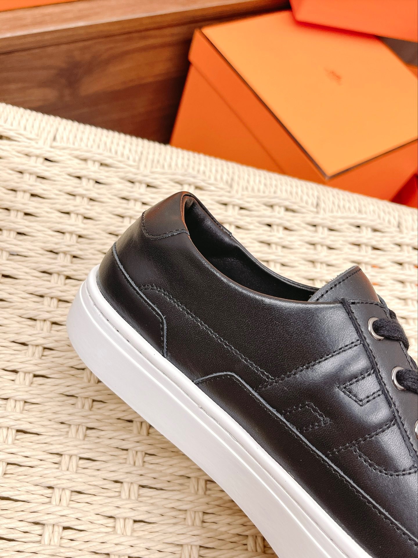 Hermes Women's Deep Sneakers in Black Leather