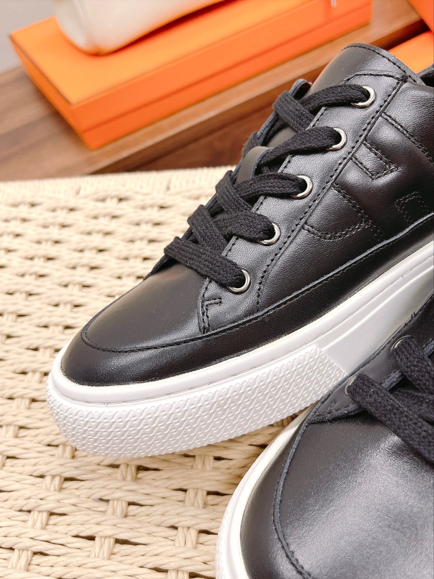 Hermes Women's Deep Sneakers in Black Leather