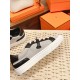 Hermes Women's Day Sneakers in H Canvas with Black Leather