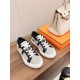 Hermes Women's Day Sneakers in H Canvas with Black Leather