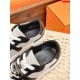 Hermes Women's Day Sneakers in H Canvas with Black Leather