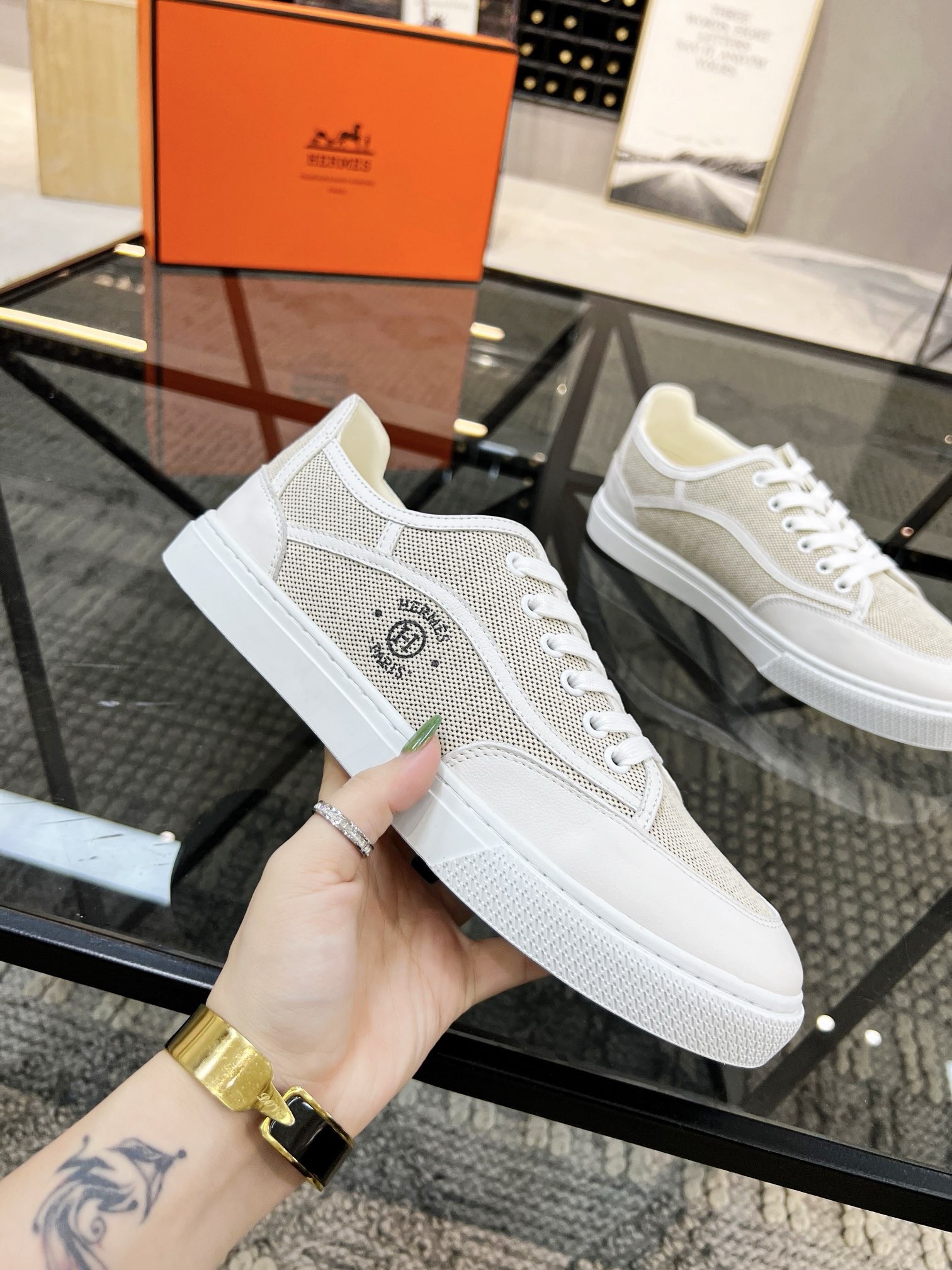 Hermes Men's Get Sneakers in H Canvas