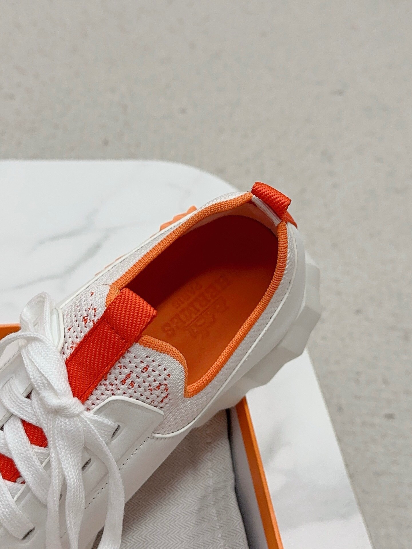 Hermes Men's Depart Sneakers in Orange Gradient Knit