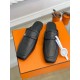 Hermes Groupie Mules in Black Calfskin