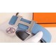 Hermes H Belt Buckle & Blue Clemence 32 MM Strap