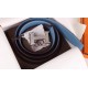 Hermes H Belt Buckle & Blue Clemence 32 MM Strap