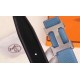 Hermes H Belt Buckle & Blue Clemence 32 MM Strap