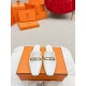 Hermes Esmee Mules in White Calfskin