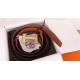 Hermes H Belt Buckle & Brown Clemence 32 MM Strap