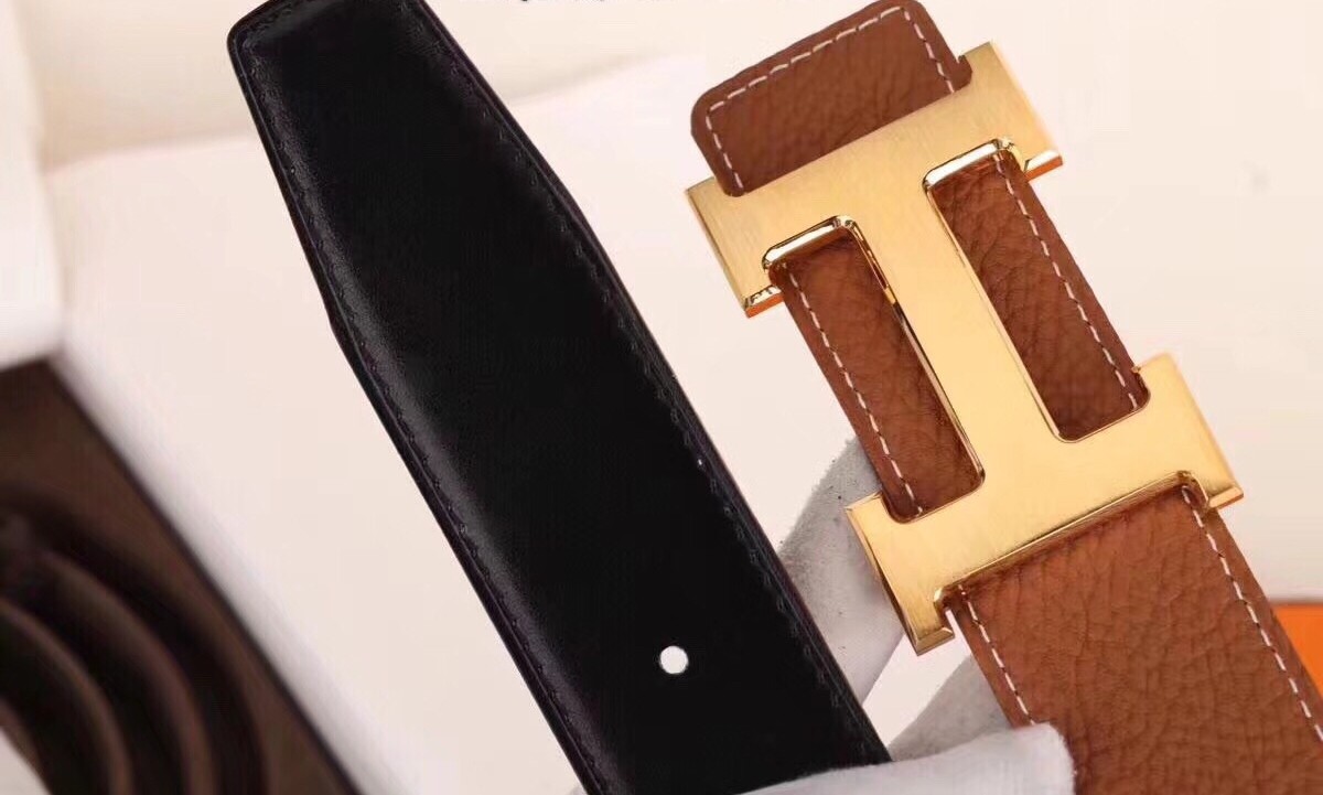 Hermes H Belt Buckle & Brown Clemence 32 MM Strap