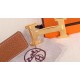 Hermes H Belt Buckle & Brown Clemence 32 MM Strap