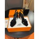 Hermes Heden 80 Sandals in Black Suede Leather