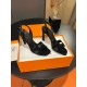 Hermes Heden 80 Sandals in Black Suede Leather