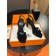 Hermes Heden 80 Sandals in Black Suede Leather