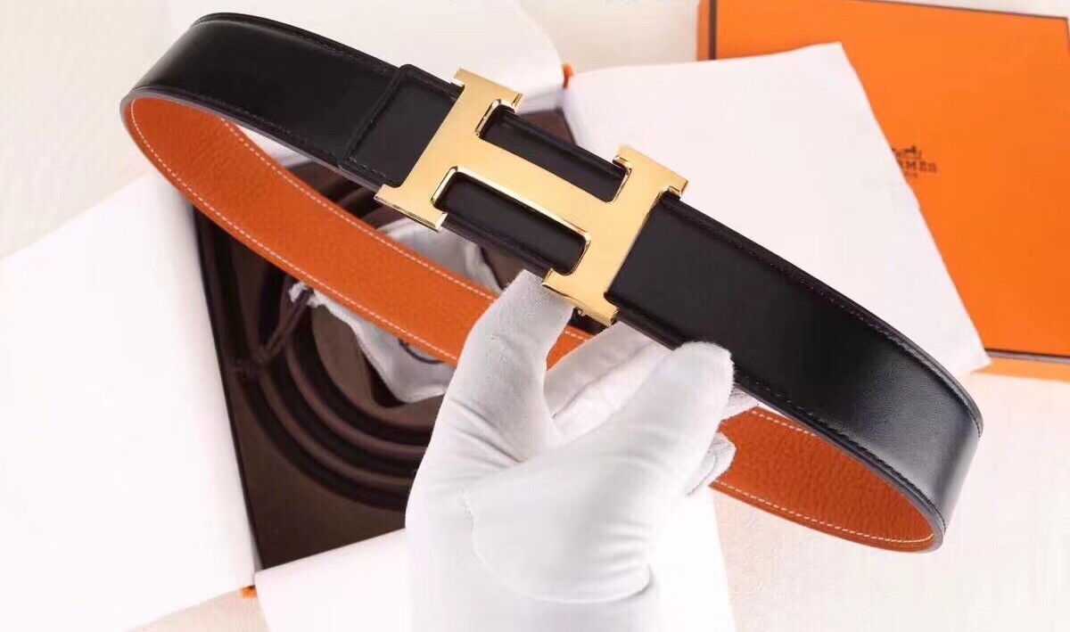 Hermes H Belt Buckle & Orange 32mm Clemence Strap