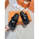 Hermes Empire Sandals in Black Calfskin