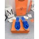 Hermes Eze 30 Cork Platform Sandals in Blue Suede Leather