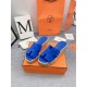 Hermes Eze 30 Cork Platform Sandals in Blue Suede Leather