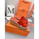 Hermes Eze 30 Cork Platform Sandals in Piment Suede Leather