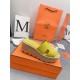 Hermes Eze 30 Cork Platform Sandals in Yellow Suede Leather