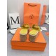 Hermes Eze 30 Cork Platform Sandals in Yellow Suede Leather
