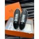 Hermes Boomerang Sneakers In Noir Epsom Calfskin