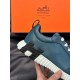 Hermes Men's Bouncing Sneakers in Blue Leather