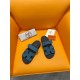Hermes Men's Chypre Sandals in Blue Suede Calfskin
