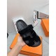 Hermes Men's Chypre Sandals in Black Suede Calfskin