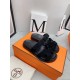 Hermes Men's Chypre Sandals in Black Suede Calfskin