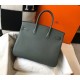 Hermes Vert Amande Clemence Birkin 35cm Bag