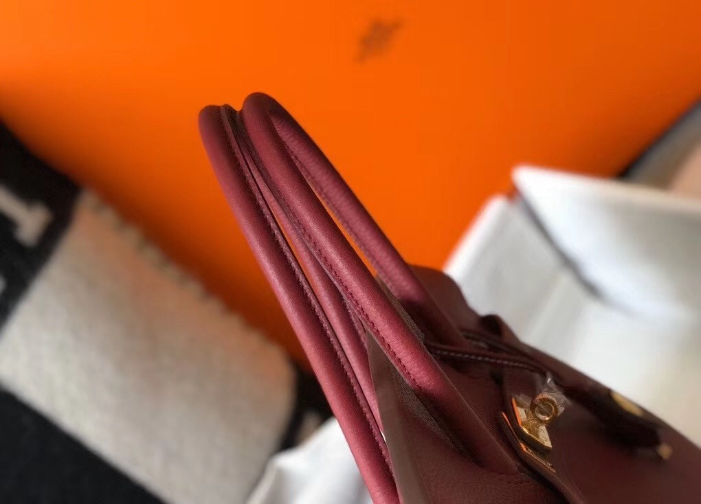 Hermes Bordeaux Clemence Birkin 35cm Bag