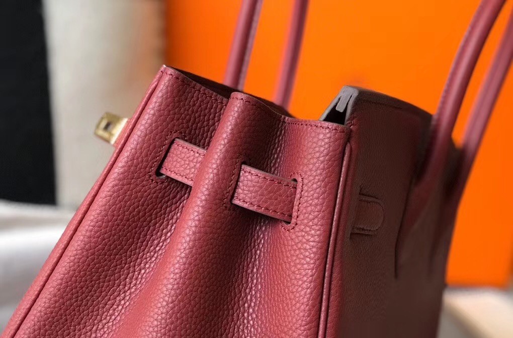 Hermes Bordeaux Clemence Birkin 35cm Bag