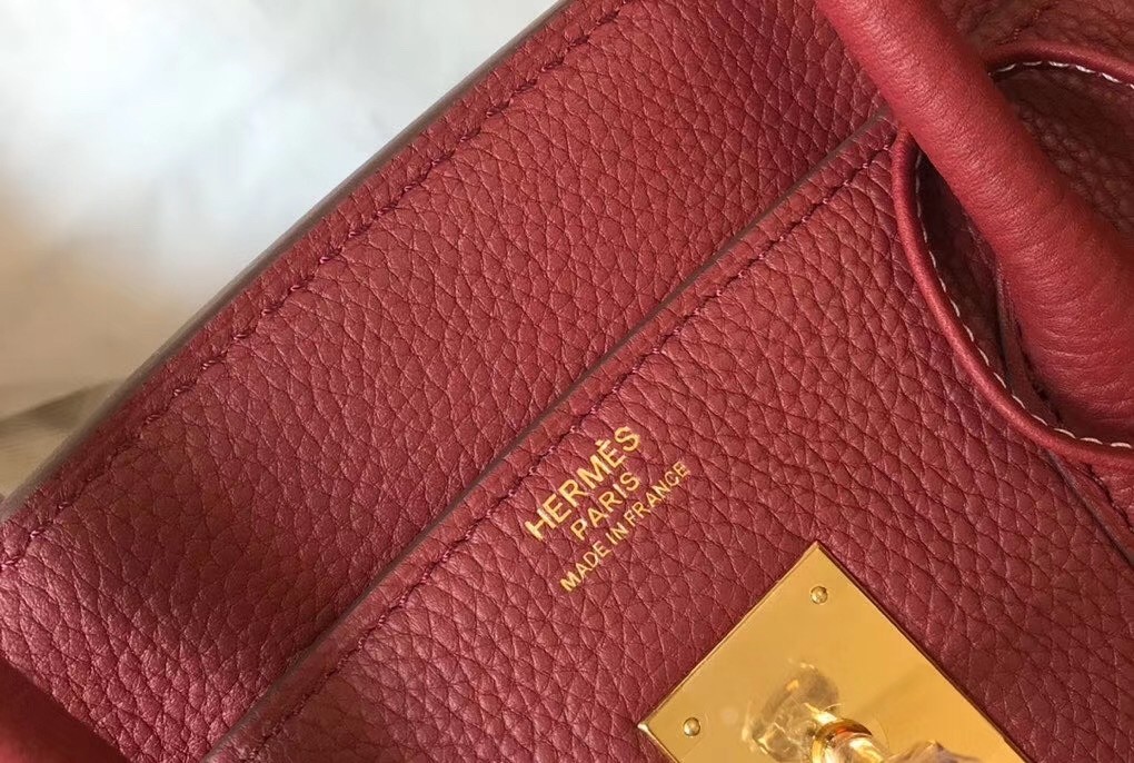 Hermes Bordeaux Clemence Birkin 35cm Bag