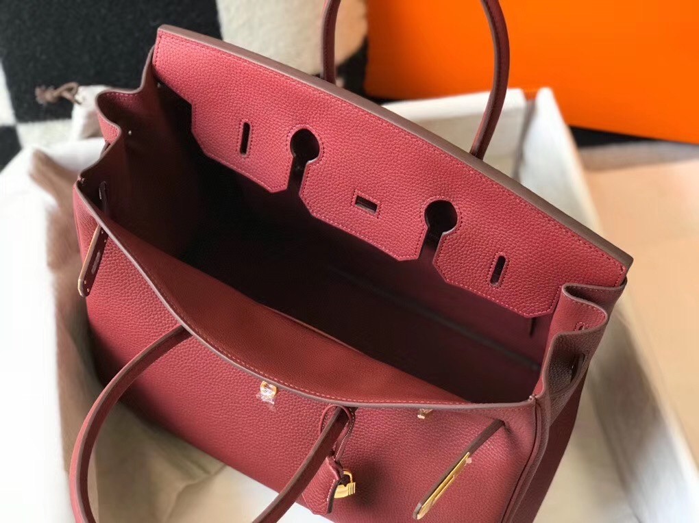 Hermes Bordeaux Clemence Birkin 35cm Bag