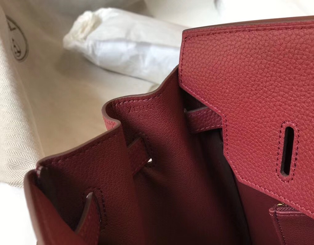 Hermes Bordeaux Clemence Birkin 35cm Bag