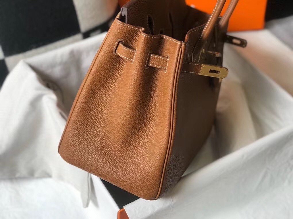 Hermes Brown Clemence Birkin 35cm Bag