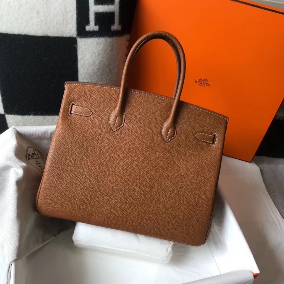 Hermes Brown Clemence Birkin 35cm Bag