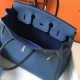 Hermes Blue Agate Clemence Birkin 35cm Bag